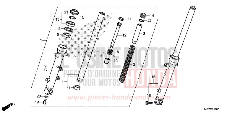 FOURCHETTE AVANT for CB500F ABS GRAPHITE BLACK (NHB01) from 2013